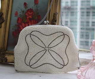 vintage 1950s silver/ivory beaded bag by luxe bridal