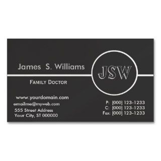 Black and White Name Initials Monograms Business Card Templates