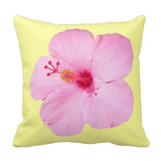 Pink Hibiscus Flower Pillow