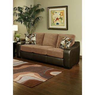 Furniture Of America Ambrosio Faux Leather Base Suede Upholstery Sofa