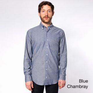 American Apparel Mens Long Sleeve Button down Shirt With Pocket