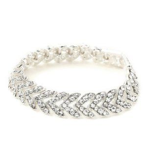 Silver Crystal Rhinestone Chevron Tennis Bracelet Jewelry