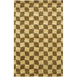 Patterned Hand knotted Mandara Gold Wool Rug (5 X 76)