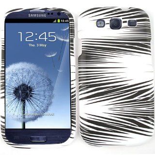 Cell Armor I747 SNAP TE407 Snap On Case for Samsung Galaxy SIII   Retail Packaging   Three White Feathers on Black Cell Phones & Accessories