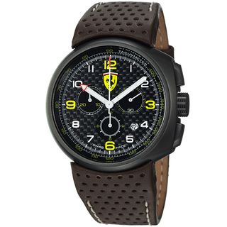 Ferrari Men's FE 10 IPGUN CP FC 'Classic' Black Dial Brown Leather Strap Quartz Watch Ferrari Men's More Brands Watches