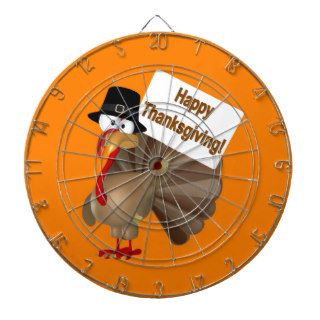 Funny Turkey saying ''Happy Thanksgiving'' Dartboard With Darts