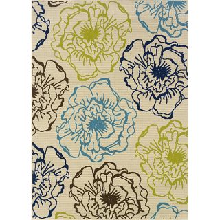 Large Ivory/green Outdoor Area Rug (86 X 13)