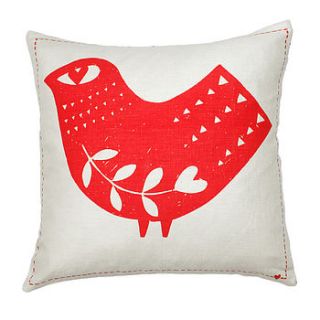 fred the bird square cushion by zeena