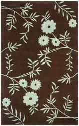 Handmade New Zealand Wool Spring Brown/ Teal Rug (36 X 56)