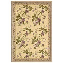 Hand hooked Transitional Ivory/ Violet Wool Rug (29 X 49)