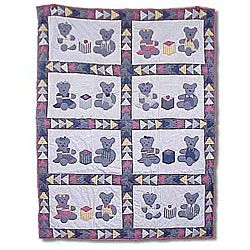 Blue Teddy Bear Quilted Throw