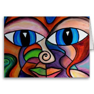 Brightly colored abstract original art painting greeting cards