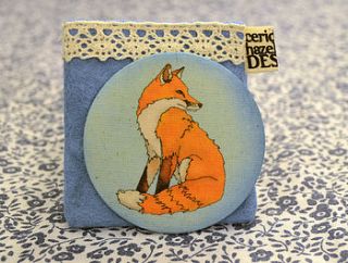 fabric fox pocket mirror by ceridwen hazelchild design
