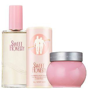 AVON SEET HONESTY Holiday Favorite 3  piece Gift Set Cologne Spray, 1 fl oz/ Shimmering Body Power, 1.4 fl oz/ Perfumed Skin Softener, 5 fl oz (for Women)/ VERY HARD TO FIND/ LIMITED EDITION/ DISCONTINUED.  Eau De Parfums  Beauty
