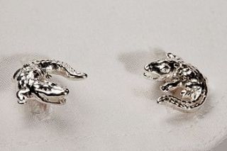 silver alligator cufflinks by simon kemp jewellers