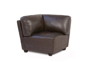 Diamond Sofa Zen Collection All Leather Tufted Seat Square Corner Chair, Mocca   Oversized Chairs