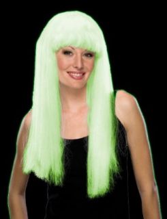 Halloween Wigs   Glow In The Dark Adult Wig (White) # 50410 Clothing