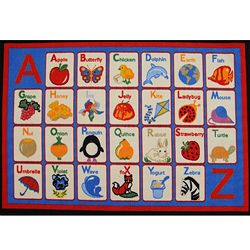 Kids Rugs Non skid Alphabet Multi 46 X 61