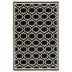 Moroccan Dhurrie Black/ivory Transitional Wool Rug (5 X 8)