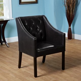 Tufted Black Faux Leather Guest Chair