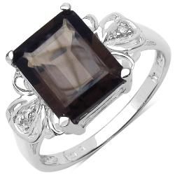 Malaika Sterling Silver Smokey and White Topaz Ring (3 1/10ct TGW) Malaika Gemstone Rings