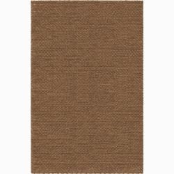 Handwoven Brown One inch Mandara New Zealand Wool Rug (79 X 106)