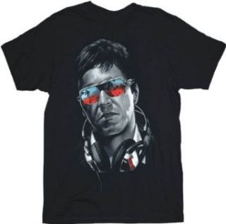 Scarface DJ Tony Montana Headphones & Shades Black Adult T shirt Tee (Adult Small) Movie And Tv Fan T Shirts Clothing