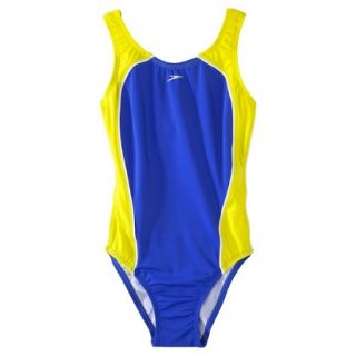 Speedo Girls 1 Piece Odyssey Racer Back Splice Swimsuit   Blue 14
