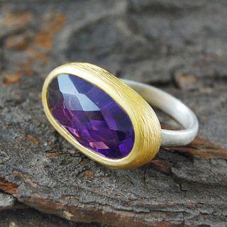 silver vermeil amethyst cocktail ring by embers semi precious and gemstone designs