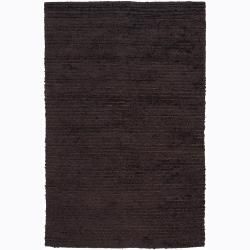 Handwoven Dark Brown Wool Blend Mandara Shag Rug (79 X 10 6)