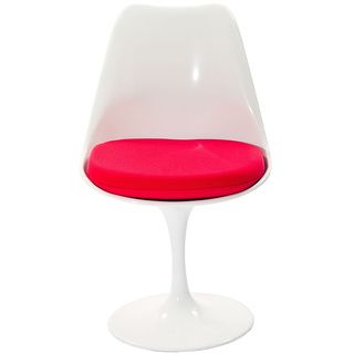 Eero Saarinen Style Tulip Side Chair With Red Cushion