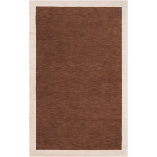 Angelohome Loomed Bordered Brown Madison Square Wool Rug (2 X 3)