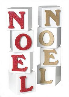 sparkly 'noel' letter blocks by pitter patter products