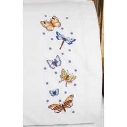 Butterflies Pillowcase Pair Stamped Embroidery