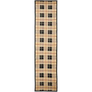 Hand knotted Lexington Plaid Beige Wool Rug (23 X 10)