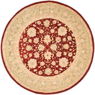 Handmade Ancestry Red/ Green Wool Rug (6 Round)