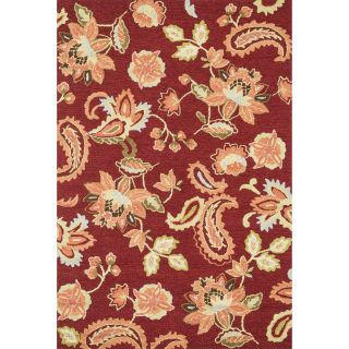 Hand hooked Peony Red Rug (23 X 39)