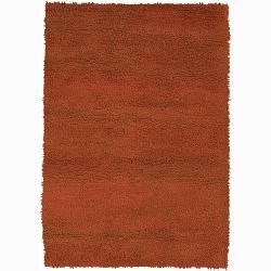 Handwoven Orange Mandara New Zealand Wool Shag Rug (26 X 76)