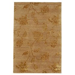 Hand knotted Accra Floral Wool And Art Silk Rug (56 X 86)