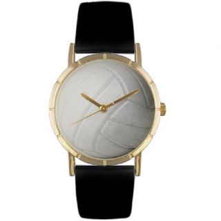 Whimsical Watches Kids' P0840015 Classic Volleyball Lover Black Leather And Goldtone Photo Watch Whimsical Watches Watches