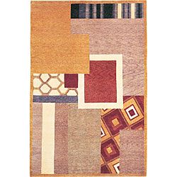 Hand knotted Destiny Geometric print Gold Wool Rug (6 X 9)