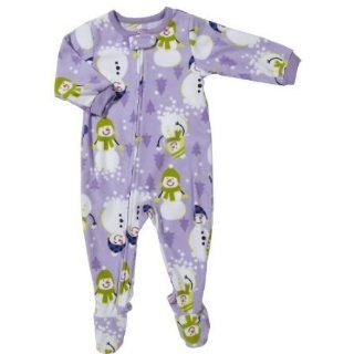Carter's Girls Purple Snowman Fleece Footed Sleeper Pajamas (5T) Clothing