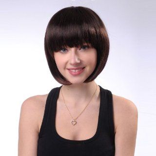 Maysu Short Straight Chestnut Brown wigs Fashion Synthetic Bob wigs  Hair Replacement Wigs  Beauty
