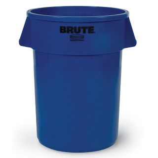 Rubbermaid Brute Round Container   32 Gallon Capacity   Blue   Blue
