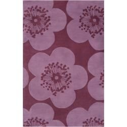 Aimee Wilder Hand tufted Purple Courland Floral Wool Rug (5 X 8)
