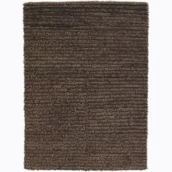 Handwoven Brown/taupe Mandara New Zealand Wool Shag Rug (5 X 76)