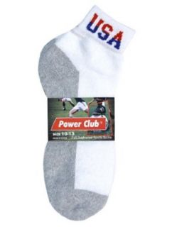 POWER CLUB Mens Anklet Sports Socks 4 Pair (White with USA Logo, Size 10   13 inch) Clothing