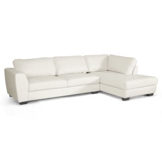 Orland White Leather Modern Sectional Sofa Set With Right Facing Chaise