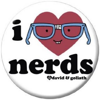 David and Goliath   I Heart Nerds~ Button/Pin~ Approx 1.25" Novelty Buttons And Pins Clothing
