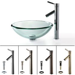 Kraus Clear Glass Sink And Sheven Faucet